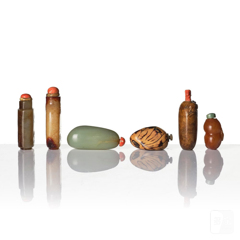 A group lot of six stone snuff bottles, - 图4